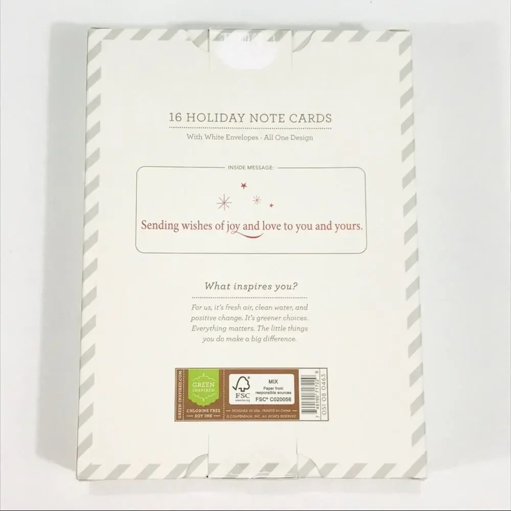 Green Inspired Merry Little Christmas Cards, Red, 16 Pack